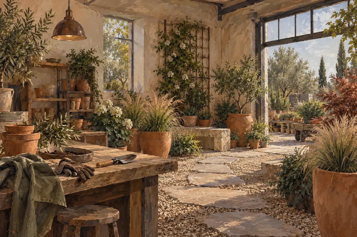 Illustration of landscaping businesses and their working space